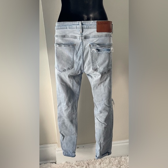 H&M Skinny Low Rise Ripped Blue Jeans Button Fly Size 30/32 - Picture 2 of 12